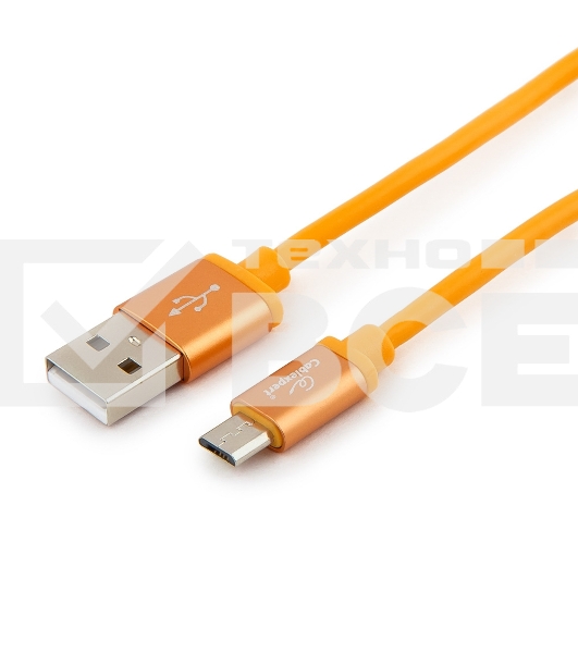 Кабель USB 2.0 Cablexpert CC-S-mUSB01O-1M, AM/microB, серия Silver, длина 1м, оранжевый, блистер 