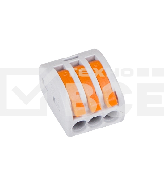 Соединительная клемма многоразовая, 3-х проводная, серая (0,08-4 мм²), (5шт.) Rexant