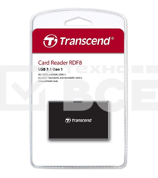 Считыватель карты памяти Transcend USB 3.0 Transcend All-in-1 Multi Card Reader, Black