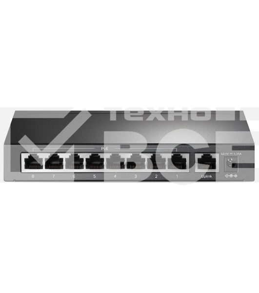 Коммутатор 9-port 10/100Mbps unmanaged switch with 8 PoE+ ports, compliant with 802.3af/at PoE, 65W PoE budget, support 250m Extend Mode, Priority mode and Isolation mode, desktop mount, plug and play.
