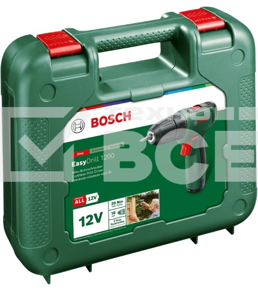 Дрель-шуруповерт Bosch EasyDrill 1200, 12 В, 1.5 Ач, 30 Нм, щеточный