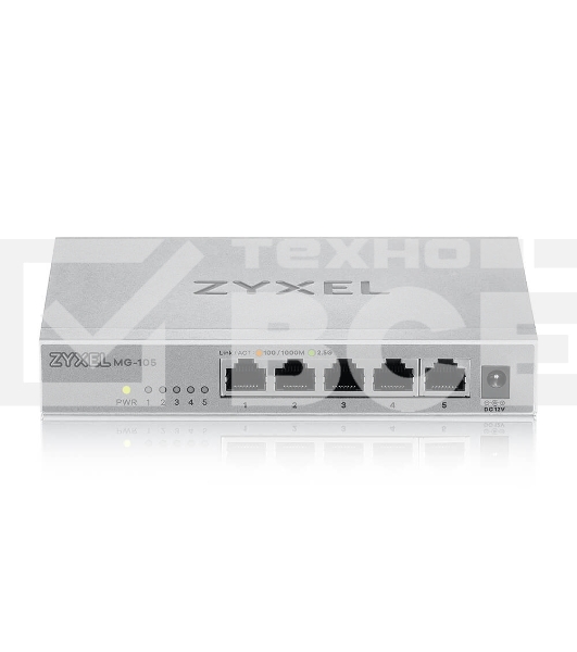 Мультигигабитный коммутатор Zyxel MG-105, 5x1/2,5GE, настольный, бесшумный