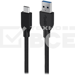 Кабель Genius ACC-A2CC-3A. Выход: (USB-A -> USB-C). USB 3.0, плетеный нейлон, 150 см. Цвет: черный