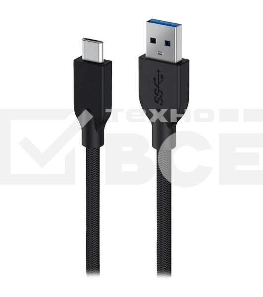 Кабель Genius ACC-A2CC-3A. Выход: (USB-A -> USB-C). USB 3.0, плетеный нейлон, 150 см. Цвет: черный