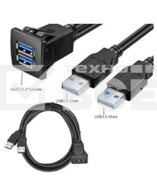 Кабель USB 3.0 двойной для монтажа 2 м