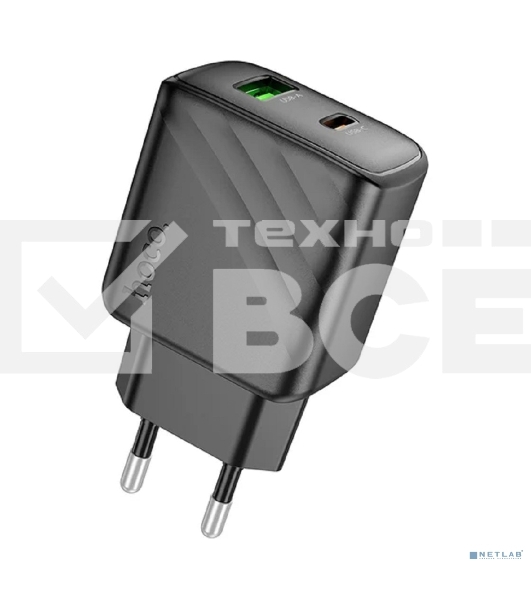Сетевое зарядное устройство Hoco 30Вт, 3А, QC3.0/PD, 1хUSB, 1хType-C, CS23A, черный, коробка