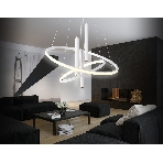 Подвесной светодиодный светильник Ambrella light FL5371/2+3 WH белый 93W 3000K/4200K/6400K+4200K D600/400*1200 (ПДУ ИК), фото7