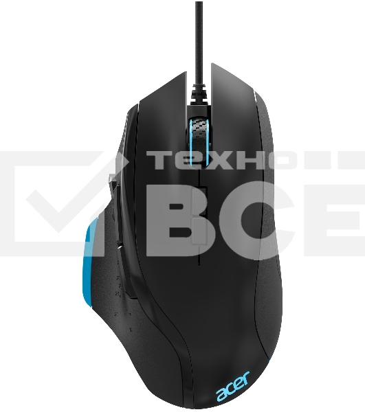 Мышь проводная Acer OMW123 черный, 6400 dpi, USB, кнопки - 8