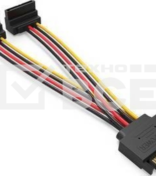 Кабель питания-разветвитель Vention SATA 15pin M / 2 x SATA 15pin F угол 90 - 0.15м KDBBB