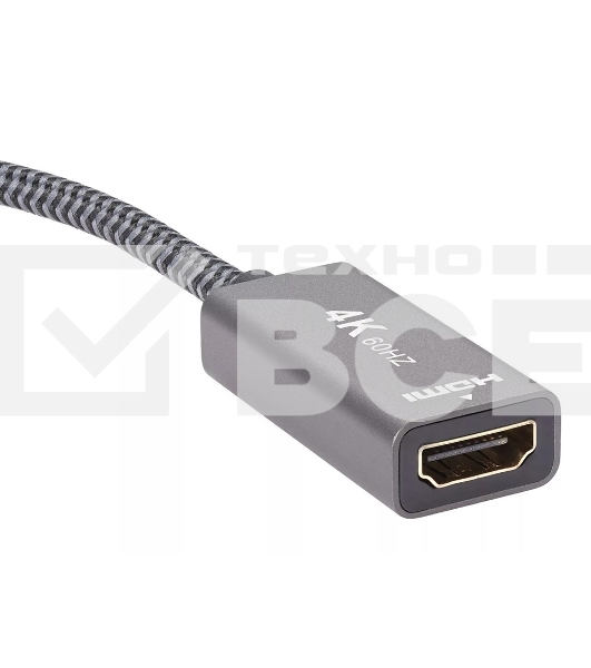 Адаптер miniDP --> HDMI-F 0.15м ,  оплетка, 4K@60Hz, Telecom (TA565)