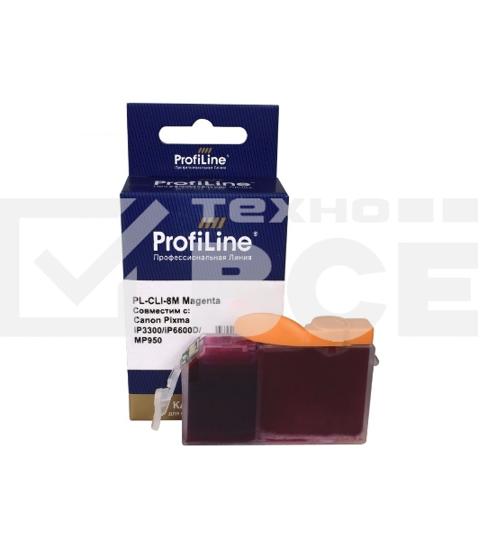 Картридж струйный PL-CLI-8M для принтеров Canon Pixma iP3300/iP6600D/MP950 с чипом Magenta водн ProfiLine