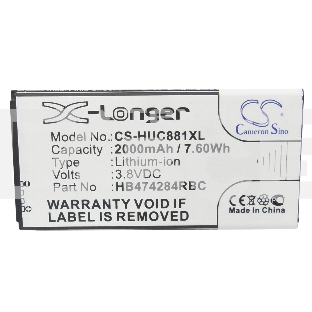 Аккумулятор CameronSino CS-HUC881XL HB474284RBC для Huawei Ascend G620 3.8V / 2000mAh / 7.60Wh