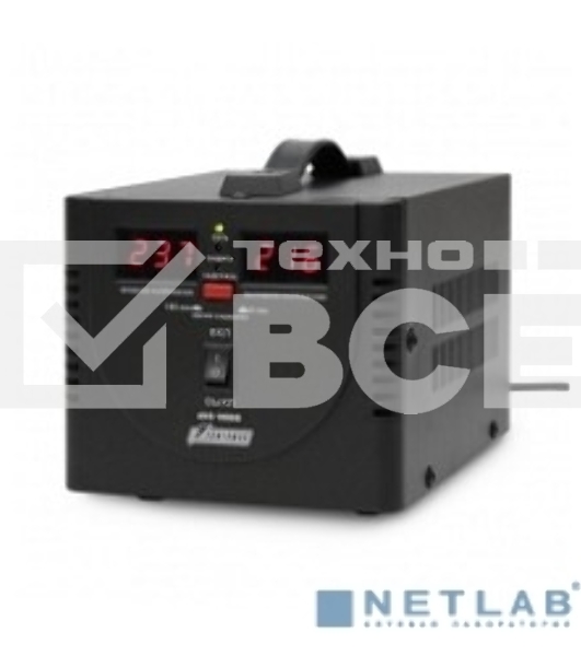 Стабилизатор напряжения Powerman AVS 1000D Black (220В±8% 1000ВА,8А,КПД 98%, циф. индикация вх./вых.)