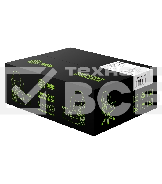 Кресло игровое Cactus CS-CHR-0112BL черный, сиденье черный, эко.кожа, с подголов. крестовина металл, пластик черный