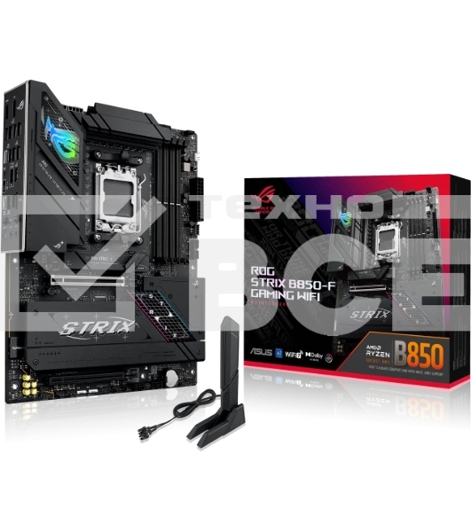 Материнская плата ASUS ROG STRIX B850-F GAMING WIFI, AM5, AMD B850, 4xDDR5, 2xSATA, 4xM.2, 1xPCIe 5.0 x16, 1xPCIe 4.0 x16, 1xPCIe x4, 1xDP, 1xHDMI, 1x2.5Gb LAN, 1xUSB-C 20Gbps, 1xUSB-C 10Gbps, 3xUSB-A 10Gbps, 4xUSB 5Gbps, 4xUSB 2.0, 3x3.5 мм, 7.1, ATX
