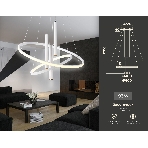 Подвесной светодиодный светильник Ambrella light FL5371/2+3 WH белый 93W 3000K/4200K/6400K+4200K D600/400*1200 (ПДУ ИК), фото6