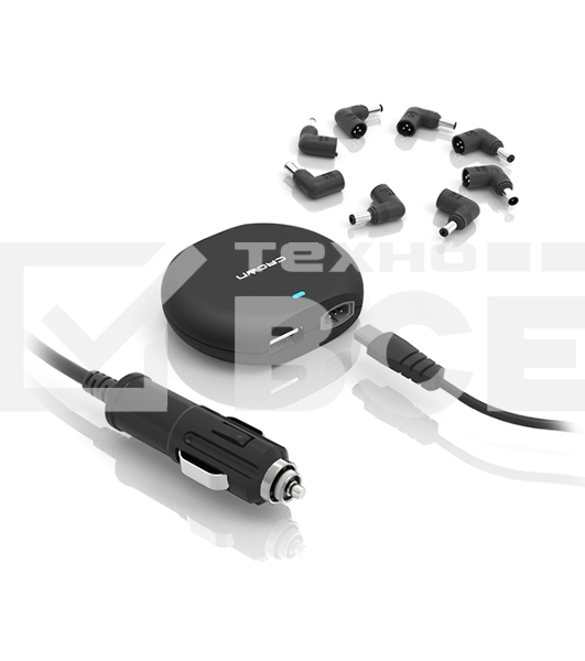 Зарядное устройство для ноутбука CROWN USB CMLC-3294 черный (Автомобильное 12V, 90W 15-20V, порт USB 5V 2.1A)