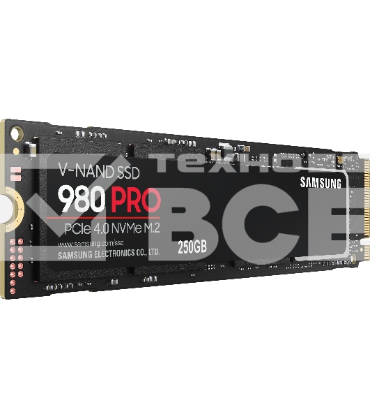Накопитель SSD Samsung 980 PRO, 250GB, PCIe 4.0 x4, M.2 2280, NVMe, R/W 6400/2700