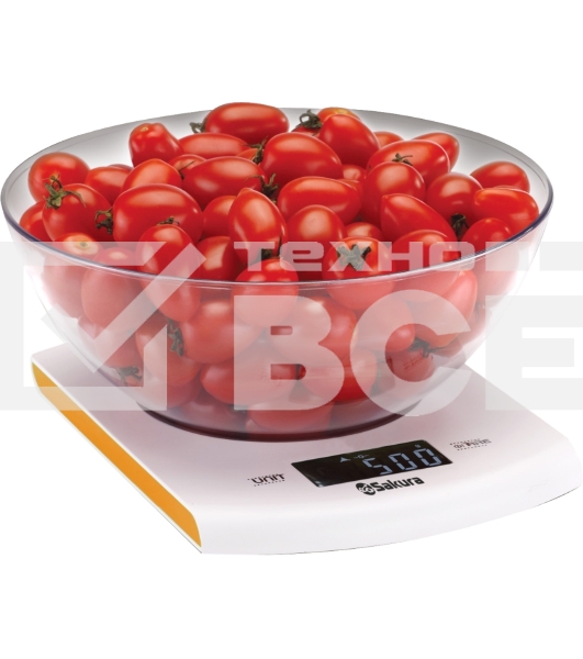 Весы кухонные Sakura SA-6068A 7кг элек бел/оранж