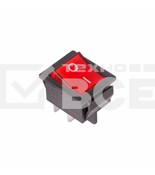Выключатель клавишный 250V 16А (4с) ON-OFF красный с подсветкой (RWB-502, SC-767, IRS-201-1) Rexant (в упак. 1шт.)
