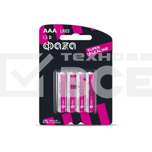 Элемент питания алкалиновый LR03 Super Alkaline BL-4 (уп.4шт) ФАZА 4895205000254, 1.5 В