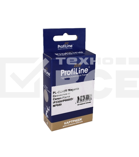 Картридж струйный PL-CLI-8M для принтеров Canon Pixma iP3300/iP6600D/MP950 с чипом Magenta водн ProfiLine