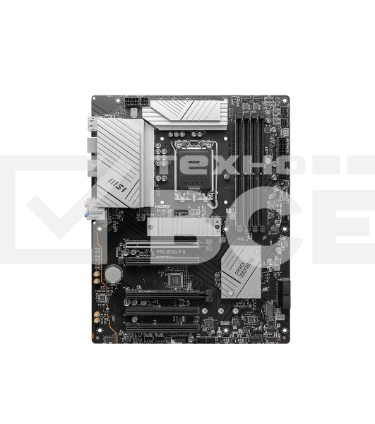 Материнская плата MSI PRO B760-P II, LGA 1700, Intel B760, 4xDDR5, 4xSATA, 2xM.2, 1xPCI-E 4.0 x16, 1xPCI-E 4.0 x4, 3xPCI-E 3.0 x1, 1xHDMI, 1xDP, 1xRJ45 2.5Gb, 1xUSB-C 3.2 Gen 2, 2xUSB-A 3.2 Gen 1, 2xUSB-A 2.0, 5x3.5мм, TOSLINK, 7.1, Standard-ATX