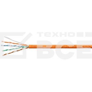 Кабель витая пара UTP (U/UTP) Cabeus UTP-4P-Cat.5e-SOLID-LSZH-100 категория 5e, 4 пары (24 AWG), одножильный, оранжевый, LSZH, нг(А)-HF, (100 м)