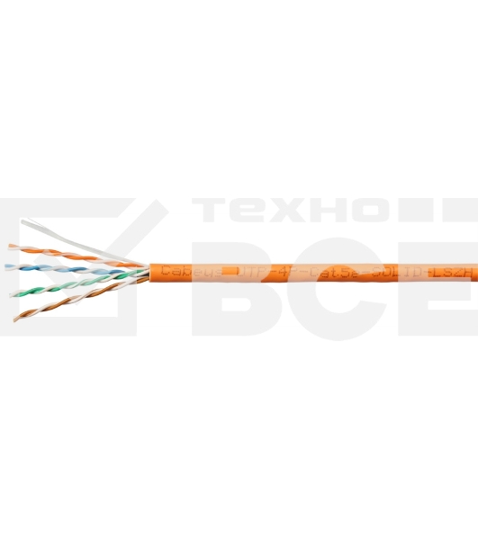 Кабель витая пара UTP (U/UTP) Cabeus UTP-4P-Cat.5e-SOLID-LSZH-100 категория 5e, 4 пары (24 AWG), одножильный, оранжевый, LSZH, нг(А)-HF, (100 м)