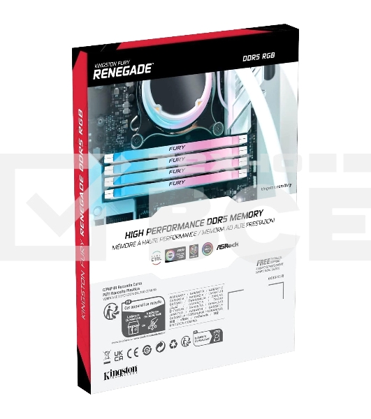 Оперативная память Kingston Fury Renegade, DDR5, 32GB (2x16GB), 8000MHz, CL38, радиатор, RGB, белый