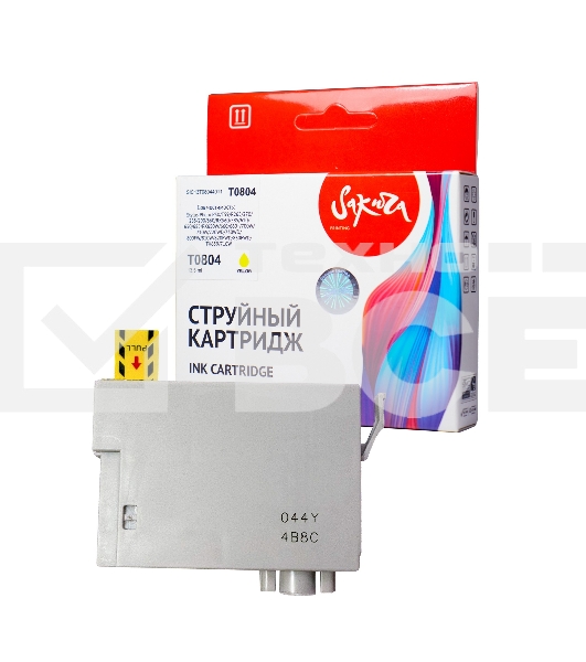 Картридж струйный Sakura C13T08044011 (T0804) для Epson, желтый, 7,4 мл.