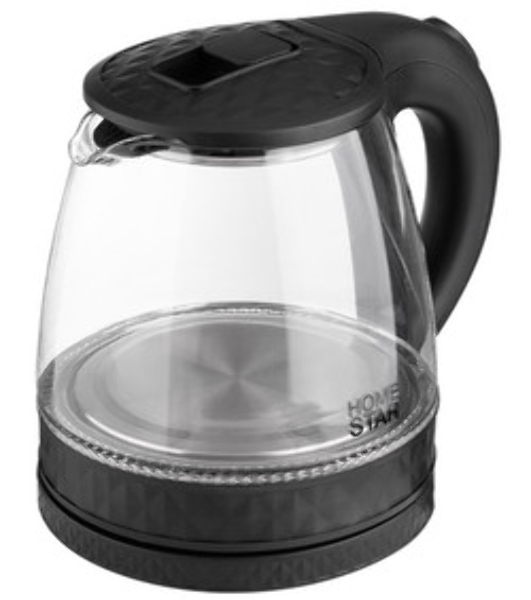 Чайник электрический Homestar HS-1053 1.2 л, стекло/пластик, черный