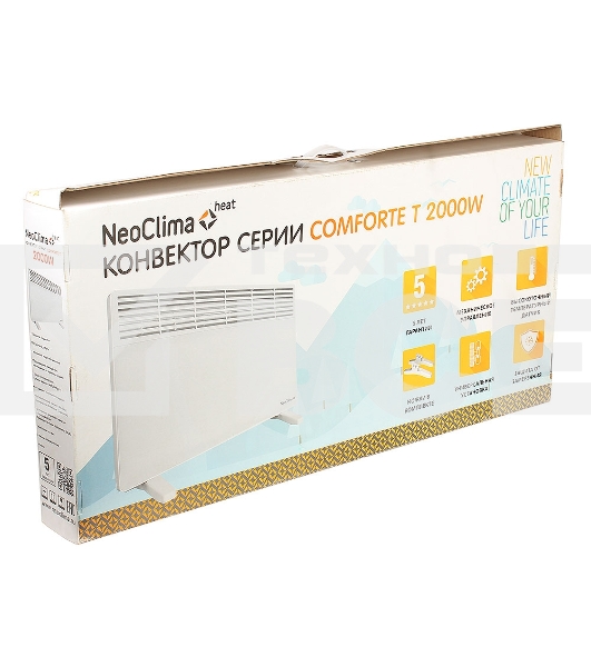 Конвектор Neoclima Comforte T2.0 ЭВНА-2,0/230С2 (сшп) белый, 2000 Вт, 25 м2, термостат