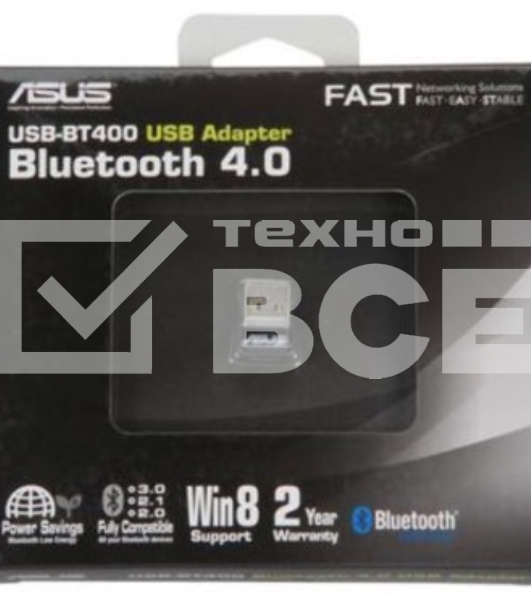 Сетевое оборудование ASUS USB-BT400 Мини-адаптер bluetooth 4.0, обратная совместимость 2.0/2.1/3.0