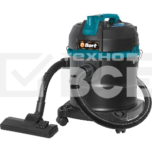 Строительный пылесос Bort BSS-1220 BLACK (93412598) 240/1200 Вт, уборка сухая/влажная, пылесборник мешок/контейнер, 20 л
