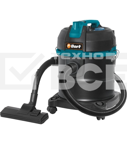 Строительный пылесос Bort BSS-1220 BLACK (93412598) 240/1200 Вт, уборка сухая/влажная, пылесборник мешок/контейнер, 20 л