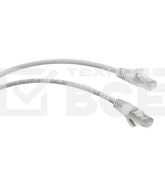 Шнур комм. Cabeus, кат. 5е, экр., F/UTP, RJ45/RJ45, LSZH, AWG24, 0.5м, серый