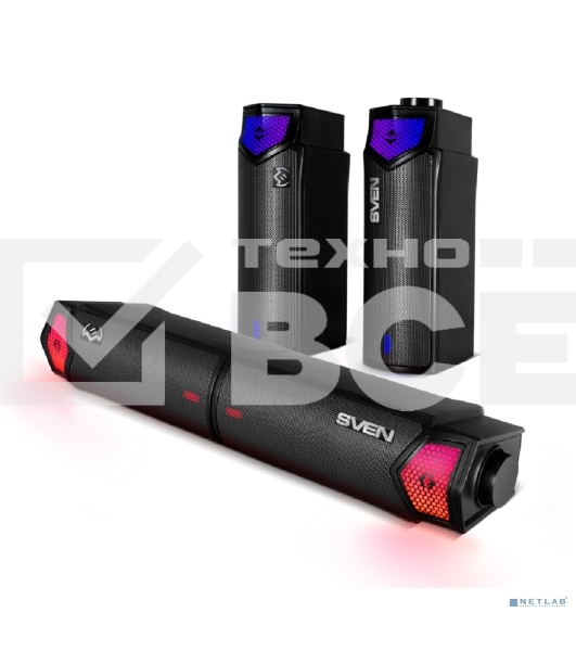 Саундбар мини SVEN SB-G1450, черный (10 Вт, питание USB, Bluetooth, подсветка)