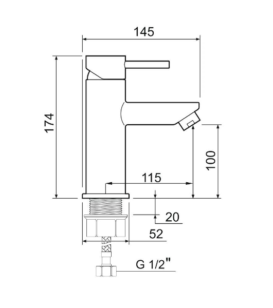 SUS124BL-001F Смеситель для умывальника, ø35