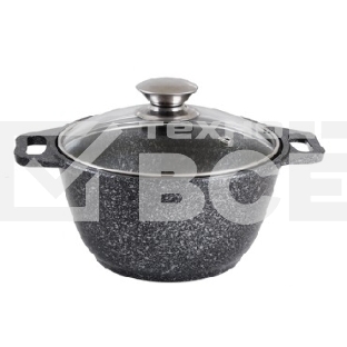 КУКМОР КМТ42а 4,0л Кастрюля литая 4,0л стеклянная крышка. Темный мрамор.