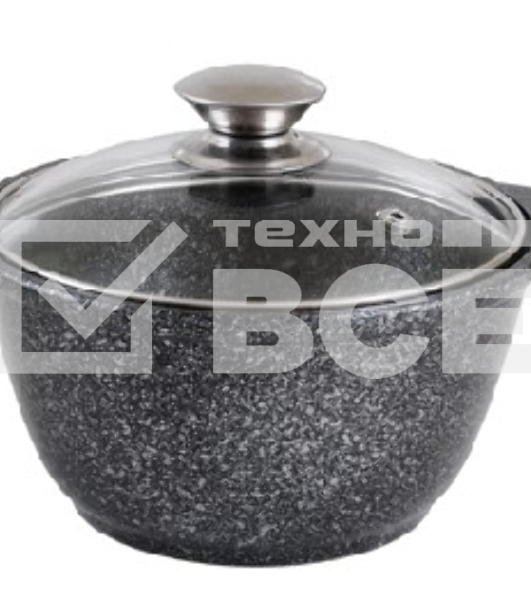 КУКМОР КМТ42а 4,0л Кастрюля литая 4,0л стеклянная крышка. Темный мрамор.