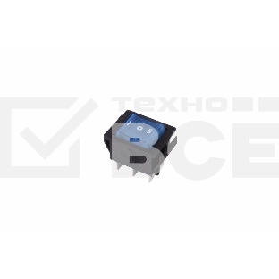 Выключатель клавишный 250V 15А (6с) ON-OFF-ON синий  с подсветкой и нейтралью  Rexant