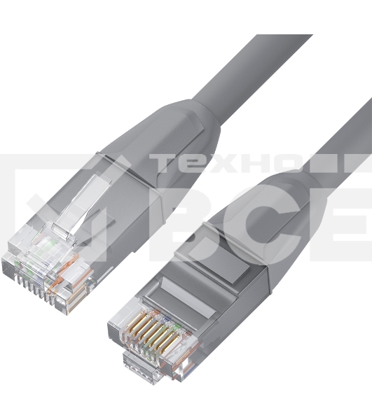 Патч-корд GCR прямой 2.0m LSZH UTP кат.6, серый, 24 AWG, литой без фиксатора, ethernet high speed, RJ45, T568B, GCR-52750