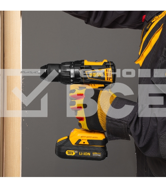 Дрель-шуруповерт аккумуляторная Denzel BLDL-IB-18-02, 18В, 2 АКБ, Кейс