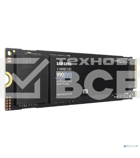 Накопитель SSD Samsung 990 EVO, 1024GB, PCIe 4.0 x4, M.2 2280, NVMe, R/W 5000/4200