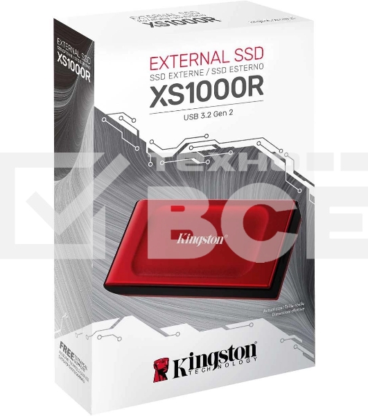 Твердотельный накопитель Kingston External SSD XS1000, 2000GB, Type-C/A, USB 3.2 Gen 2, R/W 1050/1000MB/s, 70x33x14mm, 29g., Red (5 лет)
