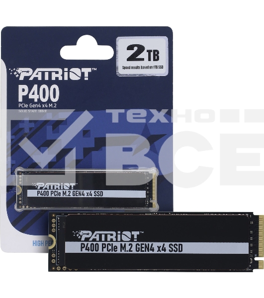 Накопитель SSD Patriot P400, 2Tb, PCIe 4.0 x4, M.2 2280, NVMe, R/W 7000/4800, с радиатором
