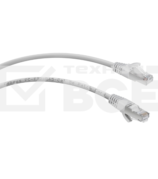 Шнур комм. Cabeus, Cat.5e, экр., F/UTP, RJ45/RJ45, PVC, AWG24, 1м, серый