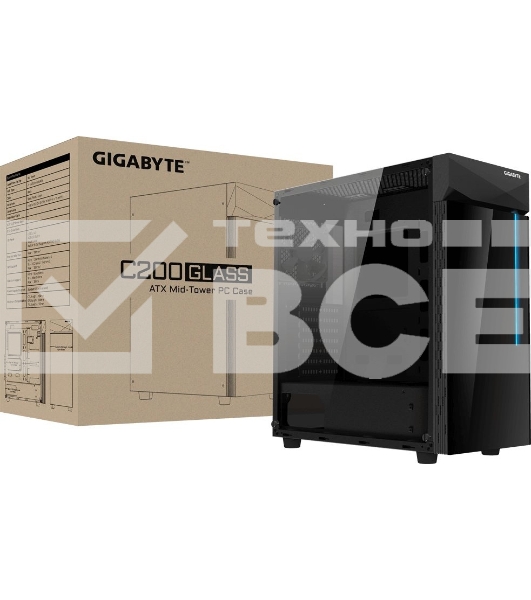 Компьютерный корпус Gigabyte C200 GB-C200G черный без БП ATX 5x120mm 4x140mm 2xUSB3.0 audio bott PSU