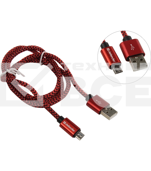 Кабель Defender USB2.0 TO MICRO-USB 1M RED USB08-03T